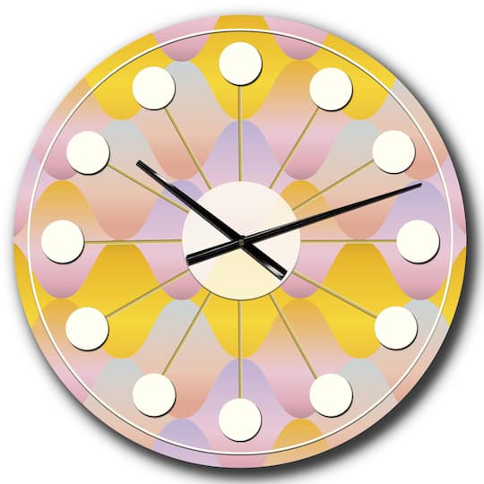 Designart 'Golden Geometrical Diamond Pattern Ii Mid-Century Modern Wall Clock